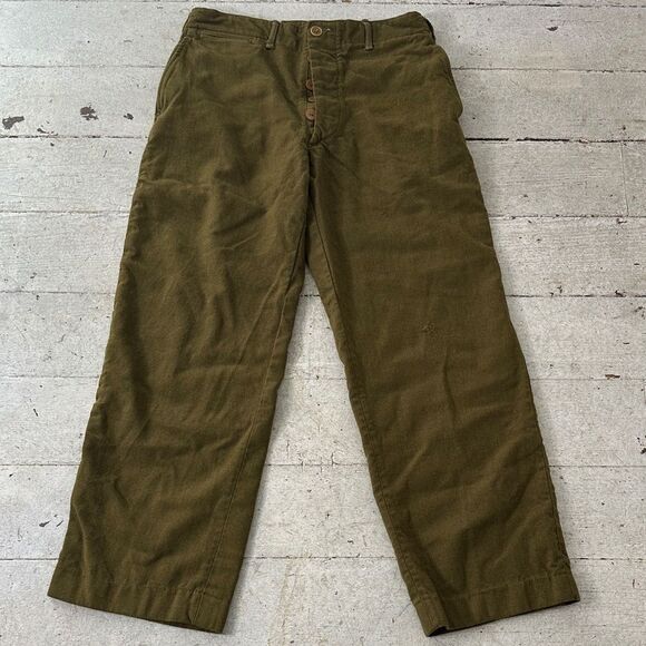 Vintage 40s Military Wool Gaberdine Field Trouser 32 Waist - Picture 1 of 7
